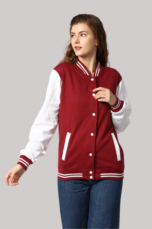 Baseball Varsity Jacket Women (Maroon)
