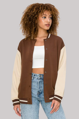 Baseball Varsity Jacket Women (Brown)