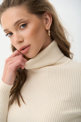 Beige Rib Knit Turtleneck Sweater (Limited Color)