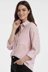 Pink Pinstripe Button‑Down Shirt