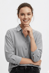 Black Pinstripe Button‑Down Shirt