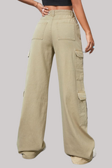 بنطلون جينز كارجو 08 جيب (بيج)