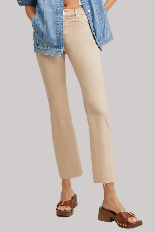 High Waist Bootcut Jeans (Beige)
