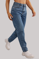 Mid Blue Mom Jeans for Women