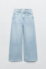 High Waist Wide Leg Jeans (Ice Blue)