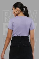 Lavender Rib Knit Heart Cut-Out Top