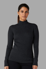 Dark Grey Rib Knit Turtleneck Sweater