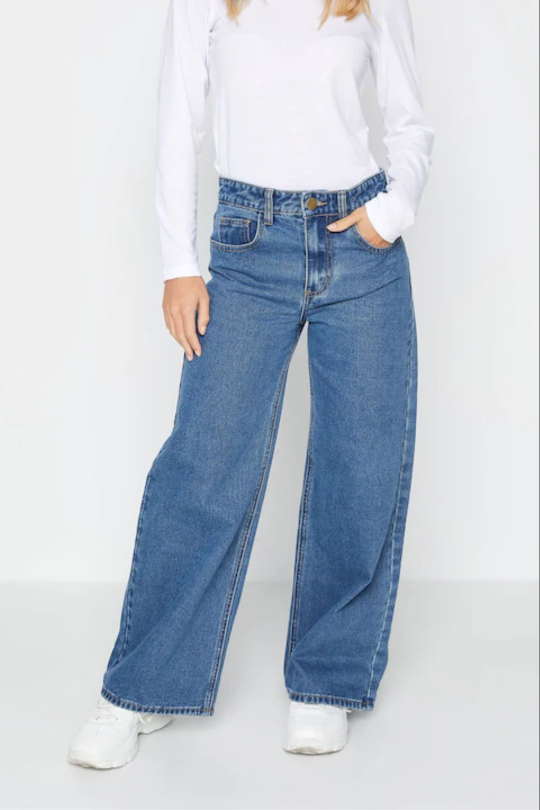 High Waist Wide Leg Jeans (Mid Blue)