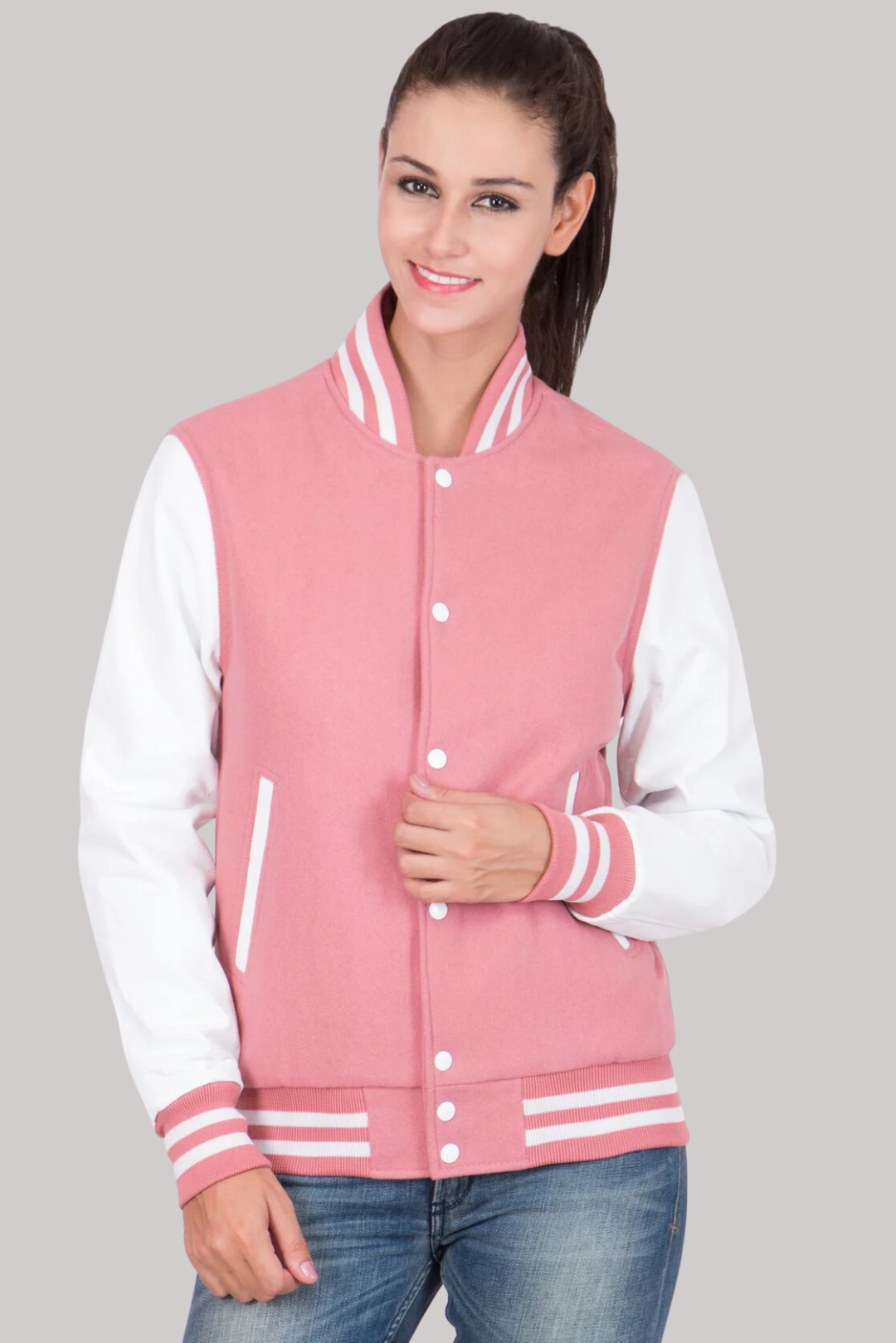 Baseball Varsity Jacket Women (Pink)