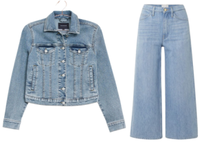 Ice Blue Denim Jacket & Wide Leg Jeans Set