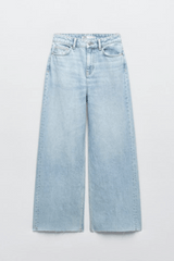 High Waist Wide Leg Jeans (Ice Blue)