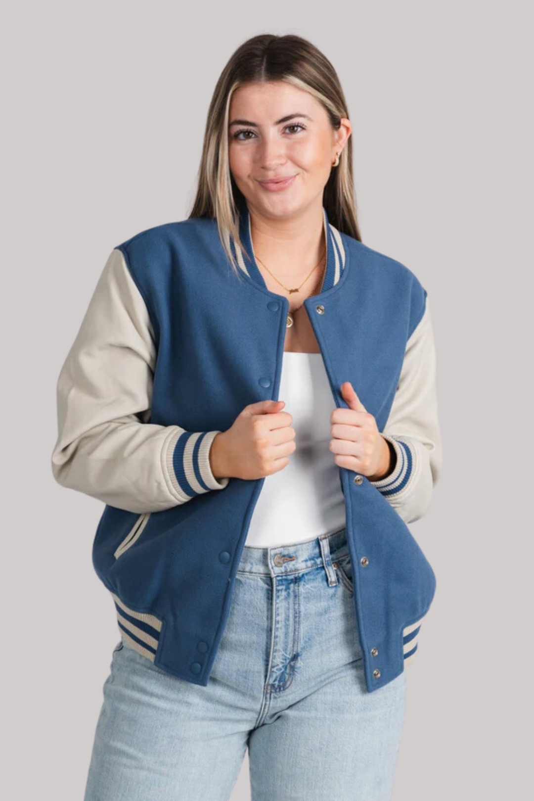 Baseball Varsity Jacket Women (Light Blue)