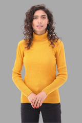 Mustard Rib Knit Turtleneck Sweater